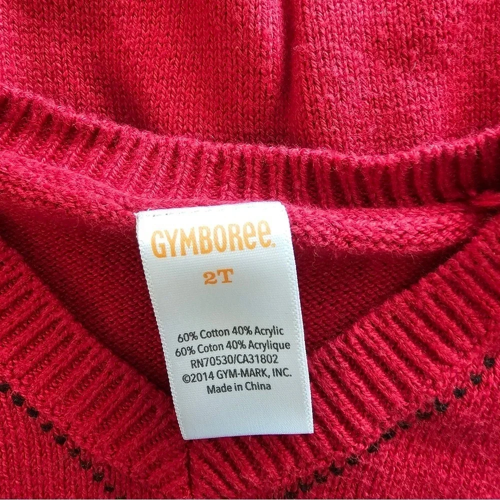 Gymboree Red Argyle V-Neck Sweater 2T Cotton Acrylic Blend‎ Kids